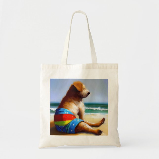 Tote Bag Chien sur la plage (Devant)