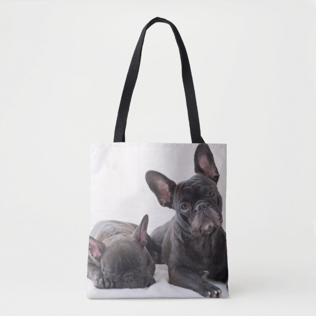 Tote Bag Chien-taupe français mignon (Devant)