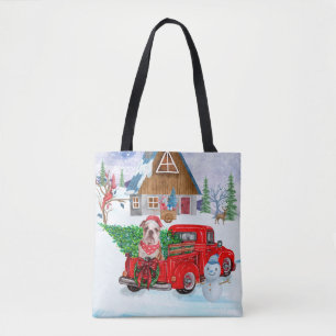 Tote Bag Chien-taureau Anglais En Livraison De Noël Camion
