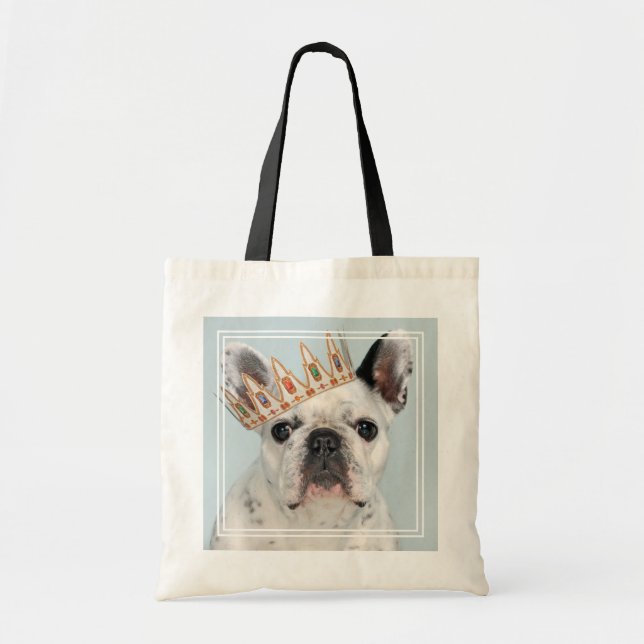 Tote Bag Chien-taureau français avec couronne (Devant)