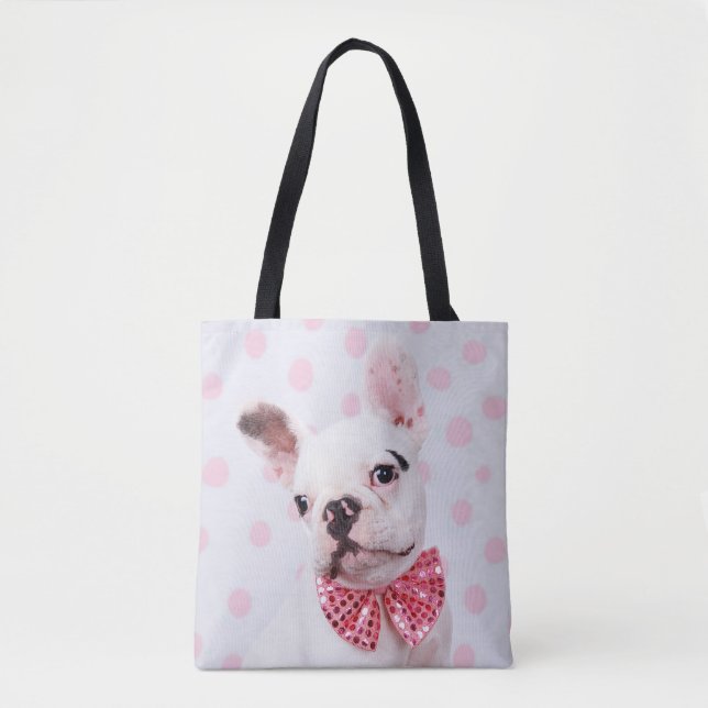 Tote Bag Chien-taureau français avec Cravate de Bow (Devant)