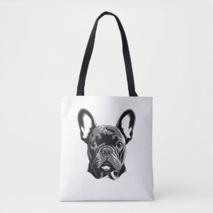 Tote Bag Chien-taureau français personnalisé noir et blanc