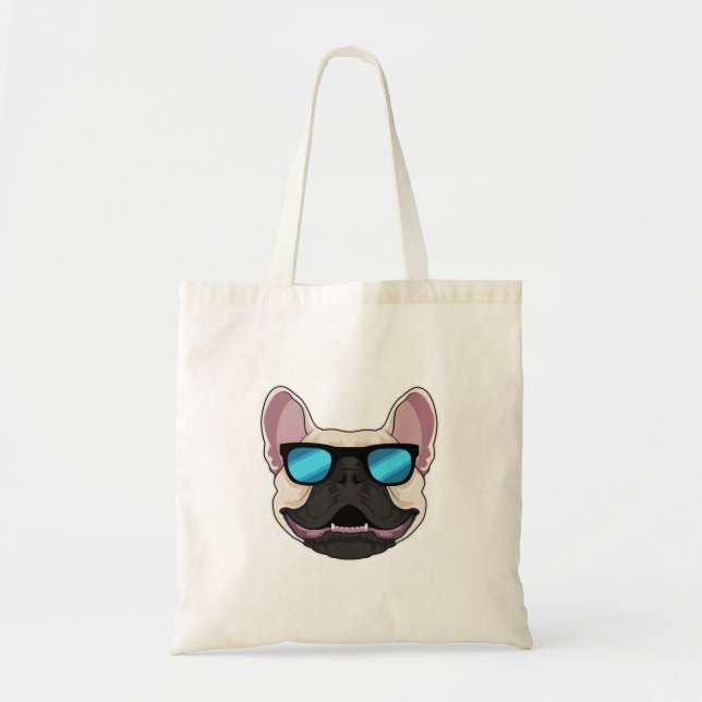 Tote Bag Chien-taureaux français avec lunettes de soleil (Devant)