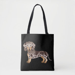 Tote Bag Chien teckel à poil court chocolat et panaché de t