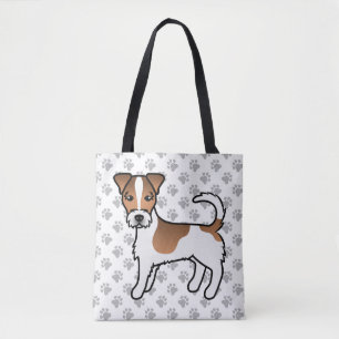 Tote Bag Chien Terrier Jack Russell à poil dur blanc et fau
