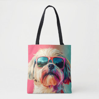 Tote Bag Chien Terrier West Highland White cool avec lunett