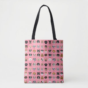 Tote Bag Chien Valentine Face Motif