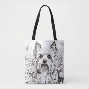 Tote Bag Chien Yorkshire Terrier Nature paisible Prairie An