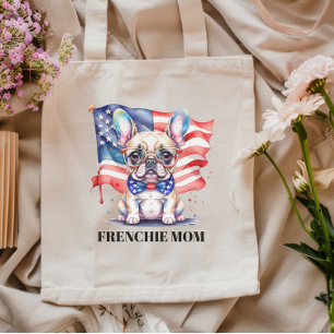 Tote Bag Chienne bouledogue français patriotique maman fren