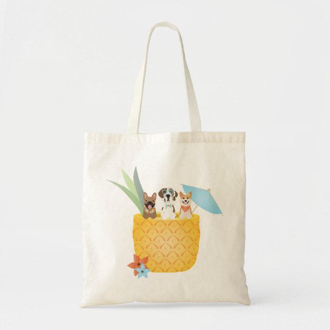 Tote Bag Chiens à l'ananas Pina Colada (Devant)