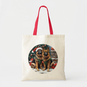 Tote Bag Chiens bergers allemands de Noël