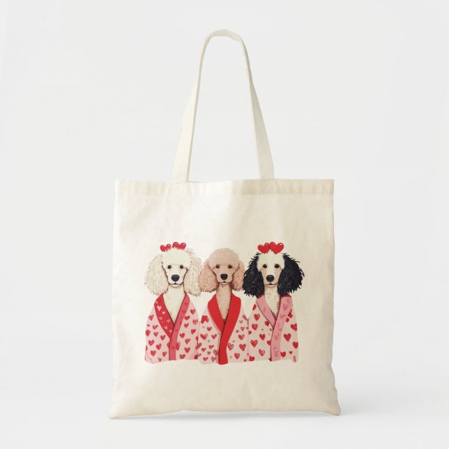 Tote Bag Chiens Caniches Standards pour la Saint-Valentin (Devant)