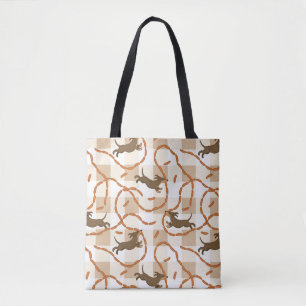 Tote Bag chiens chanceux avec l'arrière - plan de saucisse