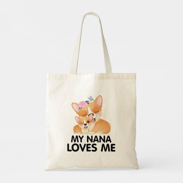 Tote Bag Chiens Corgi Mignons - Ma Nana M'aime (Dos)