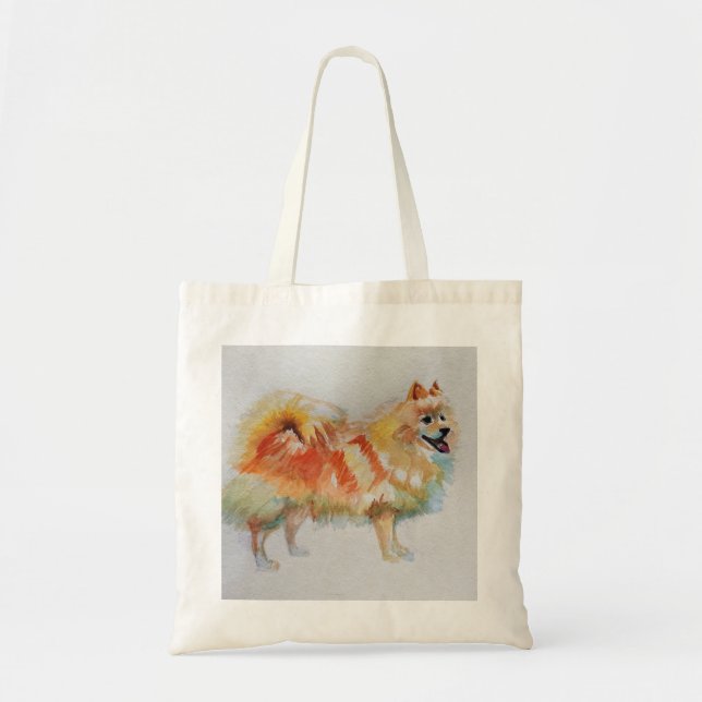 Tote Bag Chiens d'aquarelle allemands Spitz Pomeranian (Devant)