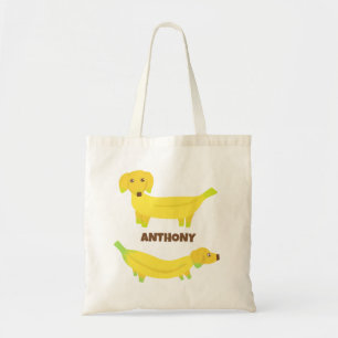 Tote Bag Chiens de banane mignons personnalisés