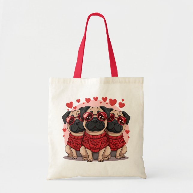 Tote Bag Chiens de Carlin de la Saint-Valentin (Devant)