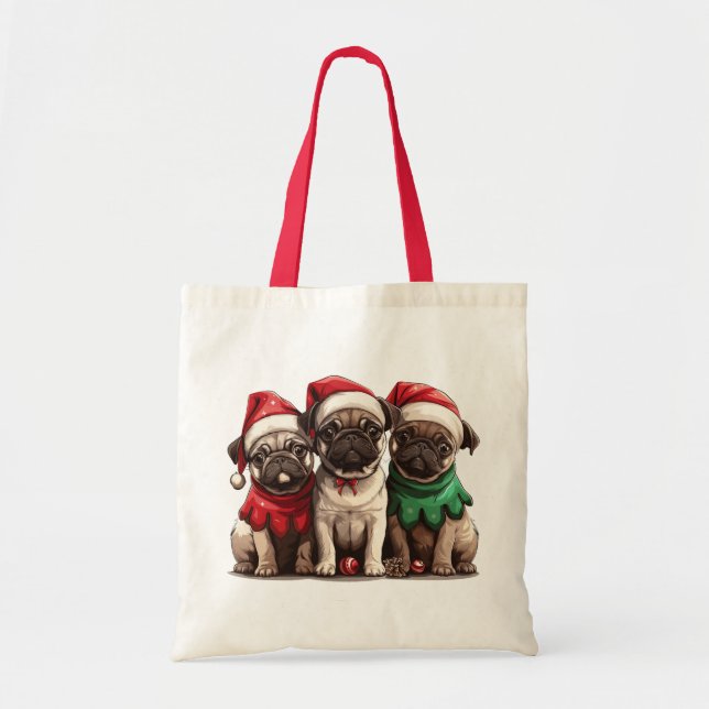 Tote Bag Chiens de Carlin de Noël (Devant)