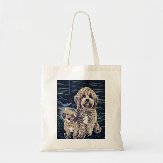 Tote Bag Chiens de Cavapo mignonnes adorables (Devant)