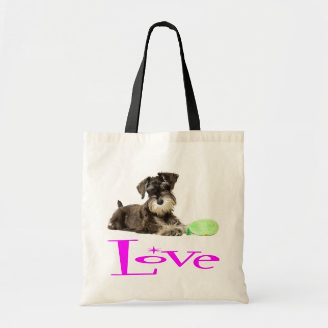 Tote Bag Chiens de chiots de Schnauzer à la mine Fourre-tou (Devant)