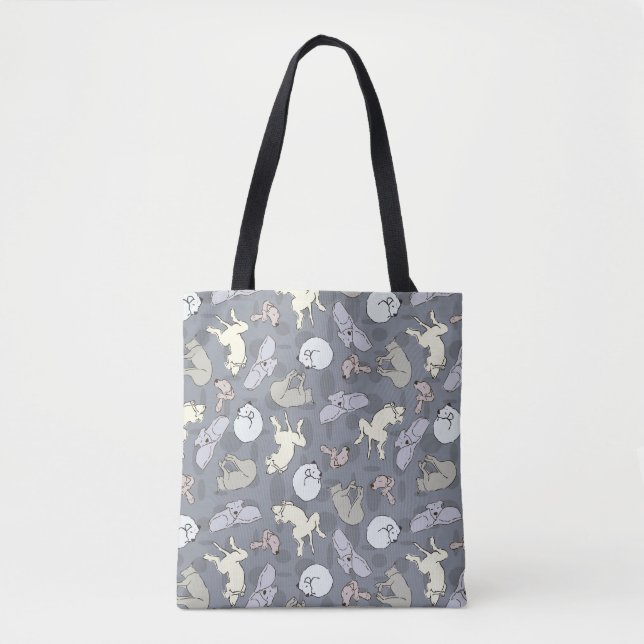 Tote Bag Chiens de couchage modernes - Vanille sur gris (Devant)
