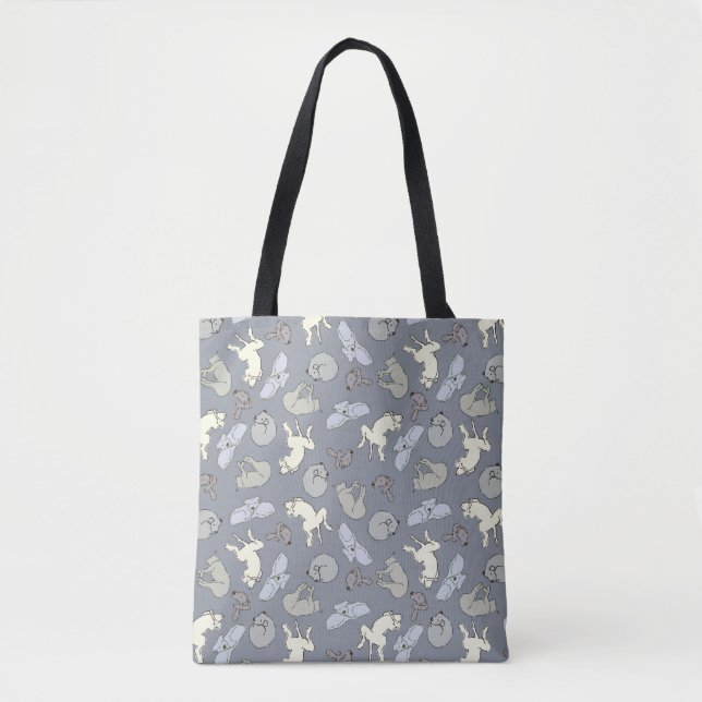 Tote Bag Chiens de couchage modernes - Vanille sur gris (Devant)
