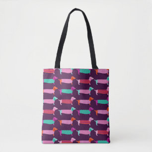 Tote Bag Chiens de Dachshund : Motif mignon sans couture.