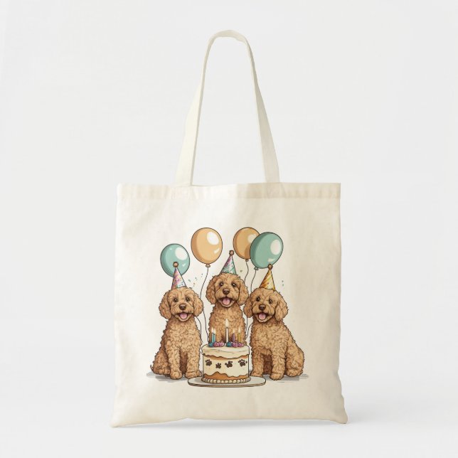 Tote Bag Chiens de Goldendoodle d'anniversaire (Devant)