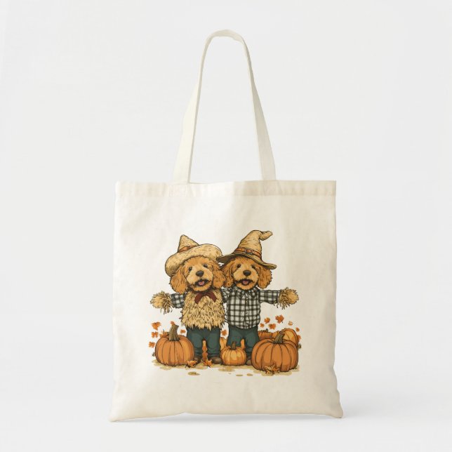 Tote Bag Chiens de Goldendoodle de la récolte d'automne (Devant)