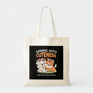 Tote Bag Chiens de jeu avec Flower Crowns - Fun Spring Them