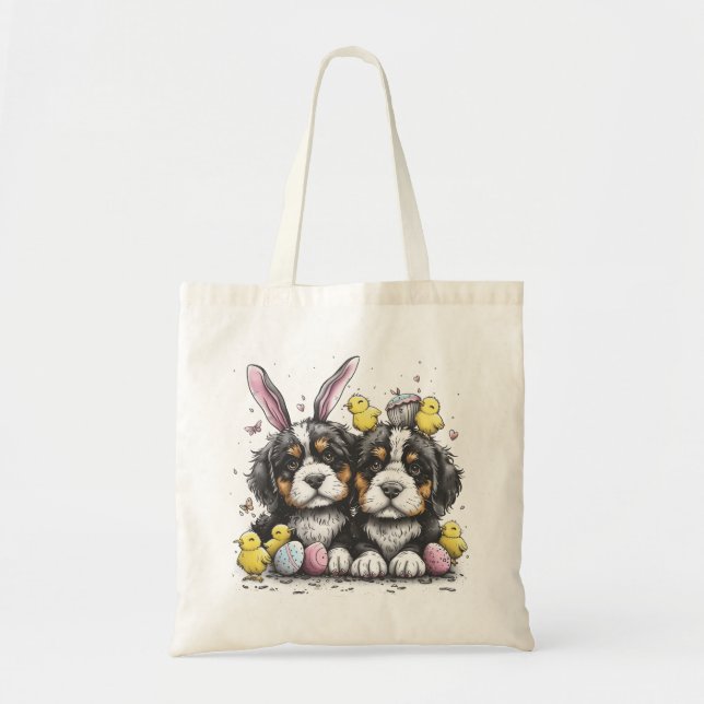 Tote Bag Chiens de montagne bernois de Pâques (Devant)