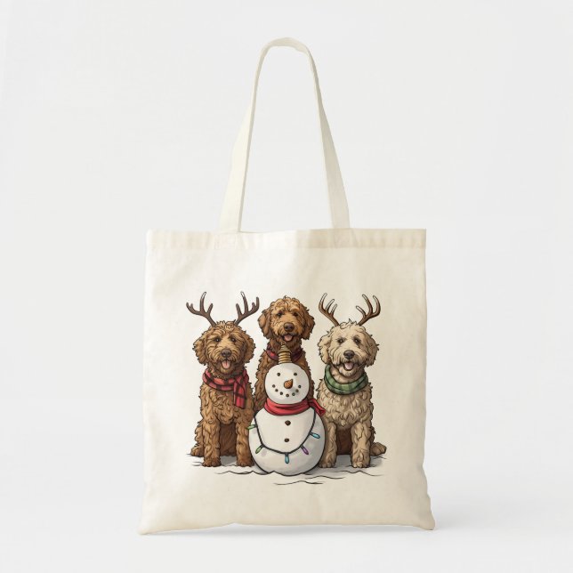 Tote Bag Chiens de Noël Goldendoodle (Devant)