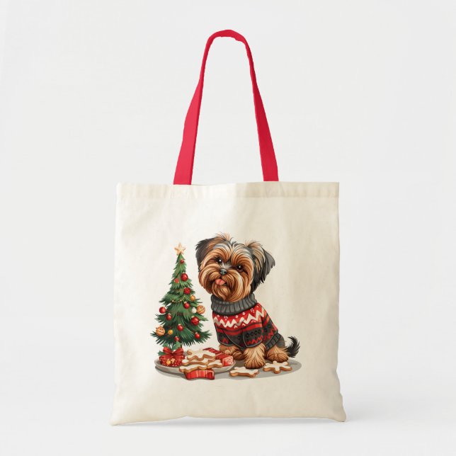 Tote Bag Chiens de Noël Yorkshire Terrier (Devant)