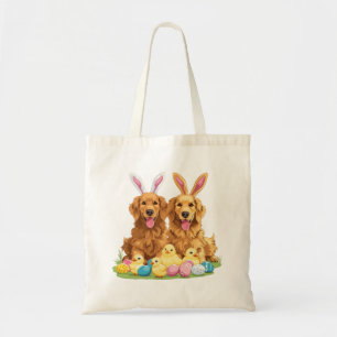 Tote Bag Chiens de Pâques Golden Retriever Chiens Bunny Ore
