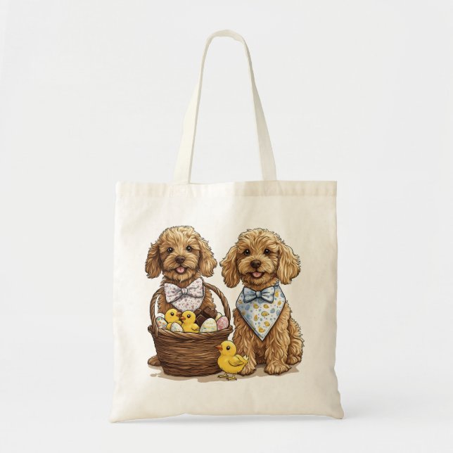 Tote Bag Chiens de Pâques Goldendoodle Panier de Pâques (Devant)