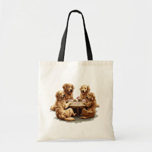 Tote Bag Chiens De Retriever Mignons Jouer Des Cartes