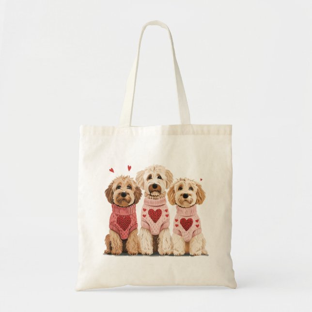 Tote Bag Chiens de Valentines Goldendoodle (Devant)