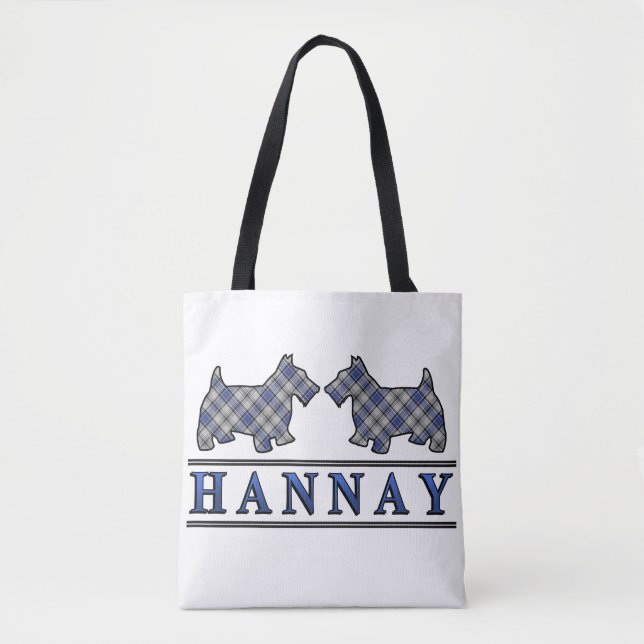 Tote Bag Chiens écossais du clan Hannay Scottie Tartan Plai (Devant)