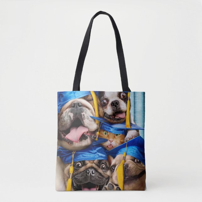Tote Bag Chiens et chats diplômés en photomaton (Devant)
