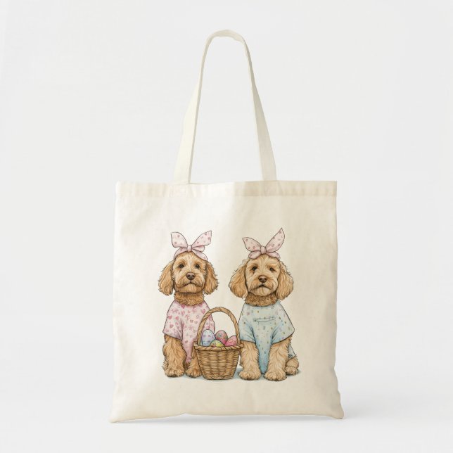 Tote Bag Chiens Goldendoodle de Pâques (Devant)