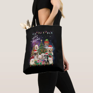 Tote Bag Chiens Joyeux Noël Lumière