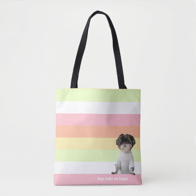 Tote Bag Chiens Me Rendre Heureux Shihtzu Melon Rose Simple (Devant)