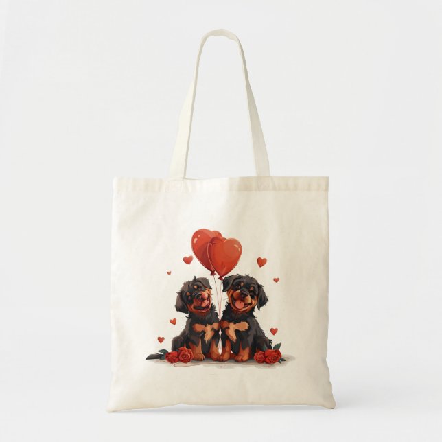 Tote Bag Chiens rotules de la Saint-Valentin (Devant)