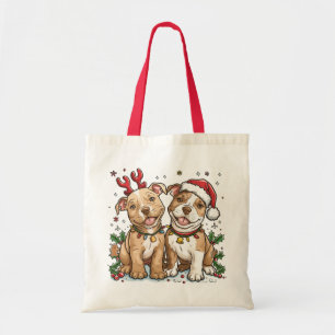 Tote Bag Chiens taureaux de Noël Pit