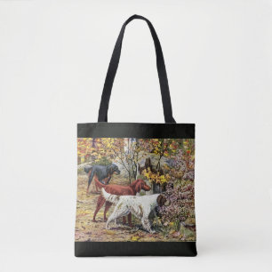 Tote Bag Chiens vintages Setter Trio Noir