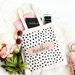 Tote Bag Chiffre de fille rose Pastel moderne et points noi<br><div class="desc">Chiffre de fille rose Pastel moderne et points noirs</div>