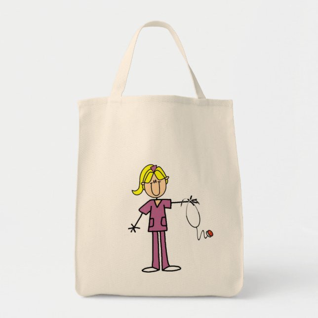 Tote Bag Chiffre femelle blond infirmière de bâton (Devant)