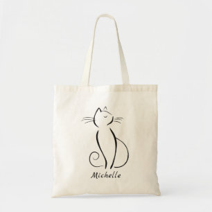 Tote Bag Chiffre noir minimaliste sur nom d'ajout blanc