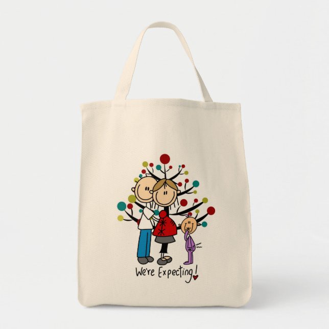 Tote Bag Chiffres de bâton Fille des parents attendus (Devant)