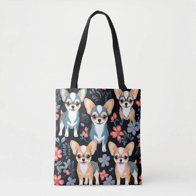 Tote Bag Chig Chihuahua Floral (Devant)